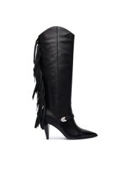 PINKO Kozaki Vane 03 SD0589P003 Czarny. Czarne kozaki Pinko, ze skóry, bez obcasa, na szpilce, bez zapięcia. Za 1,959.00 zł.