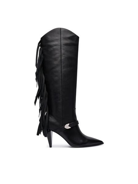 PINKO Kozaki Vane 03 SD0589P003 Czarny. Czarne kozaki Pinko, ze skóry, bez obcasa, na szpilce, bez zapięcia. Za 1,959.00 zł.