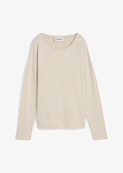 Sweter. Brązowe swetry bonprix, bez wzorów, bez ramiączek. Za 109.99 zł.