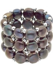 Pearl Addict Pierścionek z perłami w kolorze antracytowym rozmiar: onesize. Czarne pierścionki Pearl Addict, z perłą. Za 136.45 zł.