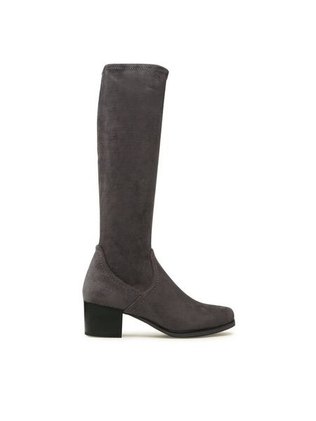 Caprice Kozaki 9-25506-41 Szary. Szare kozaki Caprice, z materiału, bez obcasa, na słupku, bez zapięcia. Za 419.99 zł.