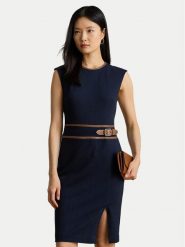 LAUREN RALPH LAUREN Sukienka koktajlowa 200980040001 Granatowy Slim Fit. Niebieskie sukienki Lauren Ralph Lauren, bez wzorów, z bawełny, wizytowe, bez kołnierzyka, bez ramiączek. Za 1,199.00 zł.