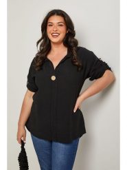 Curvy Lady Bluzka w kolorze czarnym rozmiar: 40/42. Czarne bluzki Curvy Lady, bez wzorów, klasyczne, bez kołnierzyka, bez ramiączek. Za 137.10 zł.