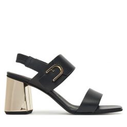 Sandały Furla. Czarne sandały Furla, bez wzorów, bez obcasa, na słupku, bez zapięcia. Za 1,249.00 zł.