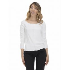 Damski T-shirt z długim rękawem w kolorach ziemi. Białe t-shirty LEONE 1947 APPAREL, l, bez wzorów, z tkaniny, bez kołnierzyka, bez ramiączek. W wyprzedaży za 111.80 zł.