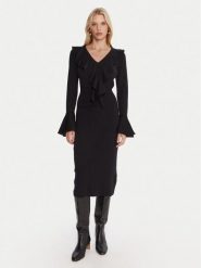 Luisa Spagnoli Sukienka dzianinowa Malimba 100110 Czarny Slim Fit. Czarne sukienki LUISA SPAGNOLI, l, bez wzorów, z dzianiny, bez kołnierzyka, bez ramiączek. Za 2,149.00 zł.