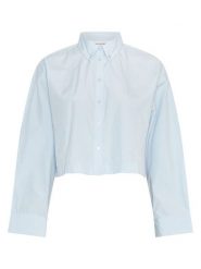 MOSS COPENHAGEN Bluzka "Liene" w kolorze błękitnym rozmiar: XS/S. Niebieskie bluzki Moss Copenhagen, s, bez wzorów, z bawełny, bez kołnierzyka, bez ramiączek. Za 166.49 zł.