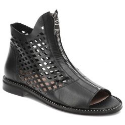 Czarne Sandały Armodo Modne Ażurowe Buty Damskie. Czarne sandały Armodo, w ażurowe wzory, z materiału, bez obcasa, bez zapięcia. Za 369.00 zł.