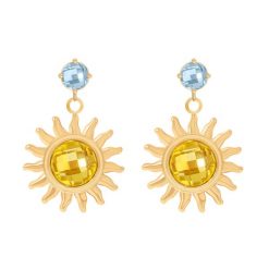 Kolczyki wiszące Soleil, pozłacane. Niebieskie kolczyki Lilou, pozłacane. Za 329.00 zł.