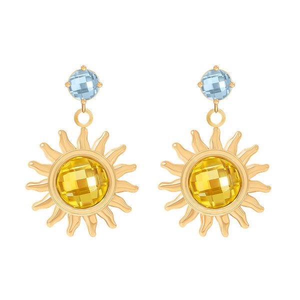 Kolczyki wiszące Soleil, pozłacane. Niebieskie kolczyki Lilou, pozłacane. Za 329.00 zł.