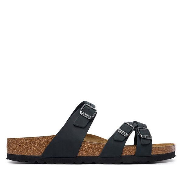 Klapki Birkenstock. Czarne klapki Birkenstock, bez wzorów, bez obcasa. Za 549.99 zł.