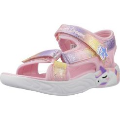 Sandały SKECHERS UNICORN Rose. Czerwone sandały Skechers, bez wzorów, z materiału, sportowe, bez obcasa, bez zapięcia. Za 215.99 zł.