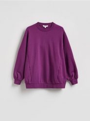 Bawełniana bluza - fioletowy. Fioletowe bluzy Reserved, l, bez wzorów, z bawełny, bez kaptura. Za 149.99 zł.