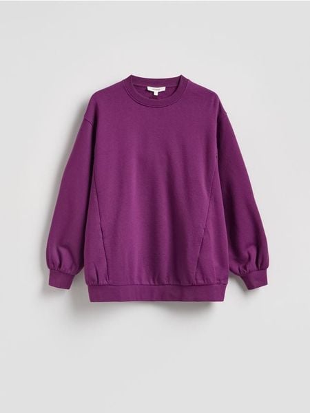 Bawełniana bluza - fioletowy. Fioletowe bluzy Reserved, l, bez wzorów, z bawełny, bez kaptura. Za 149.99 zł.