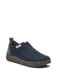 Comfortfusse Wełniane kapcie w kolorze granatowo-szarym rozmiar: 44. Niebieskie obuwie domowe Comfortfüße, bez wzorów, z materiału, bez zapięcia. Za 192.33 zł.