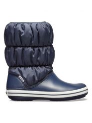 Crocs Kozaki zimowe w kolorze granatowym rozmiar: 34/35. Niebieskie kozaki Crocs, na zimę, bez obcasa, bez zapięcia. Za 173.99 zł.