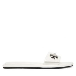 Klapki Tory Burch. Białe klapki Tory Burch, bez wzorów, bez obcasa. Za 1,599.00 zł.