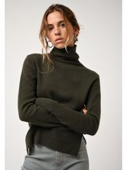 AUTHENTIC CASHMERE Kaszmirowy golf "Fornet" w kolorze khaki rozmiar: L. Brązowe golfy AUTHENTIC CASHMERE, l, bez wzorów, z kaszmiru, bez ramiączek. Za 391.99 zł.