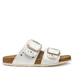Klapki Geox. Brązowe klapki Geox, bez wzorów, bez obcasa. Za 419.99 zł.
