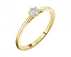 Pierścionek z srebra pozłacanego z diamentem laboratoryjnym - 0,16 ct. Pierścionki Apart, z diamentem, pozłacane. Za 689.00 zł.