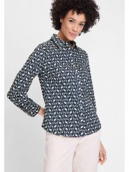 Olsen Bluzka w kolorze granatowym rozmiar: 38. Niebieskie bluzki Olsen, bez wzorów, z bawełny, bez kołnierzyka, bez ramiączek. Za 95.99 zł.