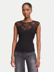 Morgan Bluzka 262-DIAMO Czarny Slim Fit. Czarne bluzki Morgan, l, bez wzorów, z syntetyku, bez kołnierzyka, bez ramiączek. Za 189.99 zł.