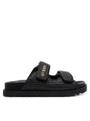 Guess Klapki Fadeliza FLJFDE FAP19 Czarny. Czarne klapki Guess, z aplikacjami, z tworzywa sztucznego, bez obcasa. Za 399.99 zł.
