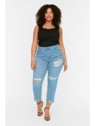 Trendyol Dżinsy - Skinny fit - w kolorze błękitnym rozmiar: 42. Niebieskie jeansy Trendyol, bez wzorów, z podwyższonym stanem. Za 114.98 zł.