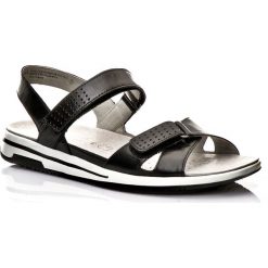 3za2 NIEMIECKIE SANDAŁY CAPRICE COMFORT 28600 SKÓRA CZARNE. Czarne sandały Caprice, bez wzorów, ze skóry, bez obcasa, bez zapięcia. W wyprzedaży za 179.99 zł.