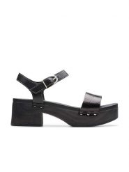 Clarks Skórzane sandały "Sivanne Bay" w kolorze czarnym na obcasie rozmiar: 37,5. Czarne sandały Clarks, bez wzorów, z otwartym noskiem, bez obcasa, na koturnie, bez zapięcia. Za 172.49 zł.