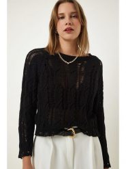 Happiness Istanbul Sweter w kolorze czarnym rozmiar: S/M. Czarne swetry Happiness Istanbul, m, bez wzorów, ze splotem, bez ramiączek. Za 43.47 zł.