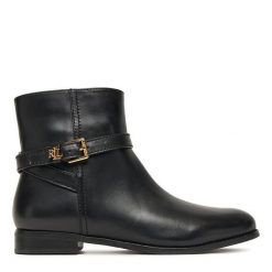 Botki LAUREN RALPH LAUREN. Czarne botki Lauren Ralph Lauren, bez wzorów, bez obcasa, na płaskiej podeszwie, bez zapięcia. Za 1,019.00 zł.