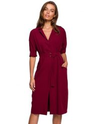 Stylove Sukienka w kolorze czerwonym rozmiar: XXL. Czerwone sukienki Stylove, na co dzień, xxl, bez wzorów, z tkaniny, bez kołnierzyka, bez ramiączek, midi, proste. Za 79.99 zł.