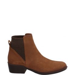 WSUWANE BOTKI 07742423 TAN. Botki Venezia, bez wzorów, z nubiku, bez obcasa, bez zapięcia. Za 249.00 zł.