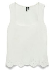 Vero Moda Top w kolorze białym rozmiar: L. Białe topy Vero Moda, l, bez wzorów, z bawełny, bez kołnierzyka, bez ramiączek. Za 73.95 zł.