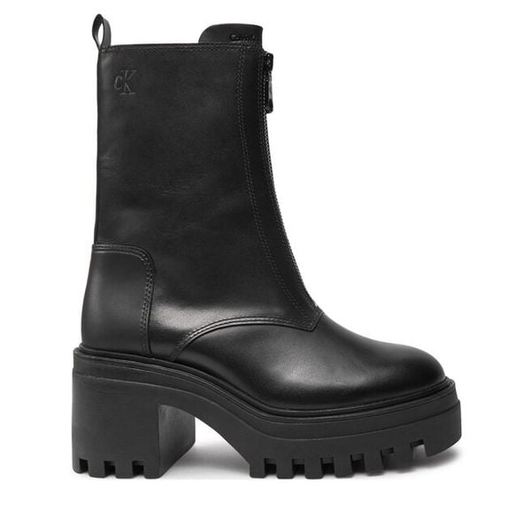 Botki Calvin Klein Jeans. Czarne botki Calvin Klein Jeans, bez wzorów, z jeansu, bez obcasa, na słupku, bez zapięcia. Za 749.99 zł.