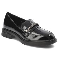 Czarne Półbuty Vinceza Eleganckie Mokasyny Damskie. Czarne mokasyny VINCEZA, na jesień, bez wzorów, z jeansu, bez obcasa. Za 152.99 zł.