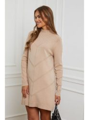 Soft Cashmere Sukienka dzianinowa w kolorze beżowym rozmiar: 34/36. Brązowe sukienki Soft Cashmere, na co dzień, bez wzorów, z dzianiny, klasyczne, bez kołnierzyka, bez ramiączek, mini, proste. Za 111.33 zł.
