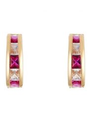 OR ÉCLAT Złote kolczyki-półkreole "Redarc" z cyrkoniami i rubinami rozmiar: onesize. Żółte kolczyki OR ÉCLAT, z cyrkonią, złote. Za 434.99 zł.