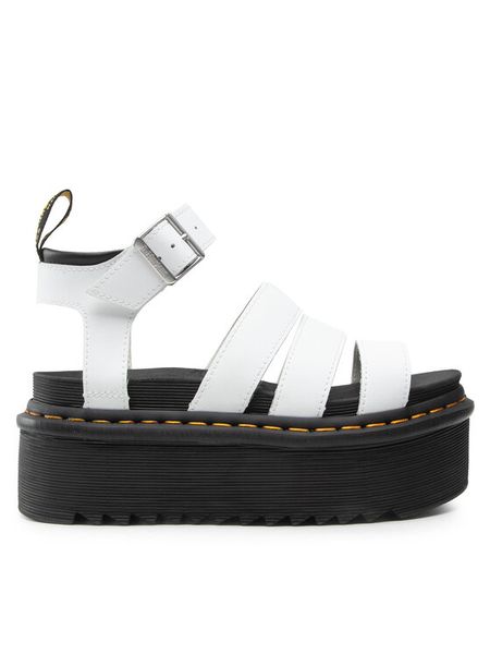 Dr. Martens Sandały Blaire Quad 27296100 Biały. Białe sandały Dr. Martens, bez wzorów, ze skóry, bez obcasa, na koturnie, bez zapięcia. Za 459.99 zł.