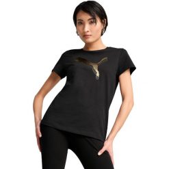 Koszulka Puma Ess Metallic Tee, Kobiety. Czarne koszulki sportowe Puma, bez wzorów, z bawełny, bez ramiączek. Za 190.00 zł.