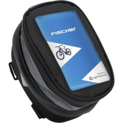 Sakwa rowerowa na kierownicę na smartfon Fischer. Czarne torebki klasyczne FISCHER BIKE, bez wzorów, z poliesteru, bez dodatków. Za 148.50 zł.