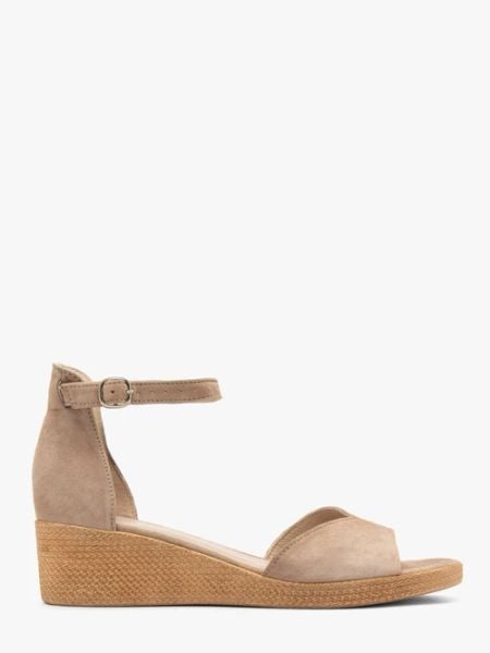 Beżowe sandały na platformie. Brązowe sandały Ryłko, bez wzorów, z gumy, bez obcasa, na platformie, bez zapięcia. Za 379.99 zł.