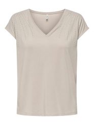 ONLY Koszulka w kolorze beżowym rozmiar: XL. Brązowe bluzki Only, xl, bez wzorów, bez kołnierzyka, bez ramiączek. Za 106.13 zł.