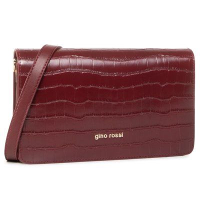 Gino Rossi CSS2812B Bordowy. Czerwone torebki klasyczne Gino Rossi, bez wzorów, ze skóry, bez dodatków. Za 329.99 zł.