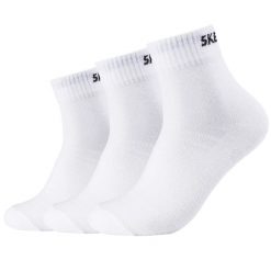 Skarpetki sportowe dla dorosłych 3PPK Unisex Mesh Ventilation Quarter Socks. Białe skarpety Skechers, bez wzorów, z meshu. Za 58.99 zł.