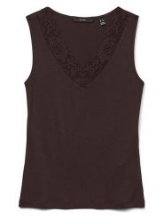Vero Moda Top w kolorze brązowym rozmiar: S. Brązowe topy Vero Moda, s, bez wzorów, z koronki, bez kołnierzyka, bez ramiączek. Za 60.95 zł.