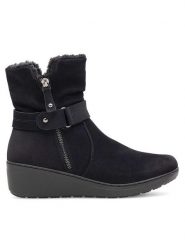 Clara Barson Botki WS6093-13 Czarny. Czarne botki Clara Barson, bez wzorów, z syntetyku, bez obcasa, na koturnie, bez zapięcia. Za 159.99 zł.