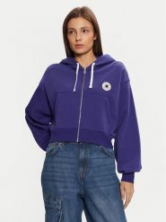 Converse Bluza Retro 10026150-A08 Niebieski Loose Fit. Niebieskie bluzy Converse, m, bez wzorów, z bawełny, bez kaptura. Za 219.99 zł.