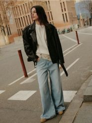 Jeansy wide leg z chustą - niebieski. Niebieskie jeansy Reserved, bez wzorów. Za 159.99 zł.